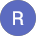 Blue circle avatar with white letter “R”